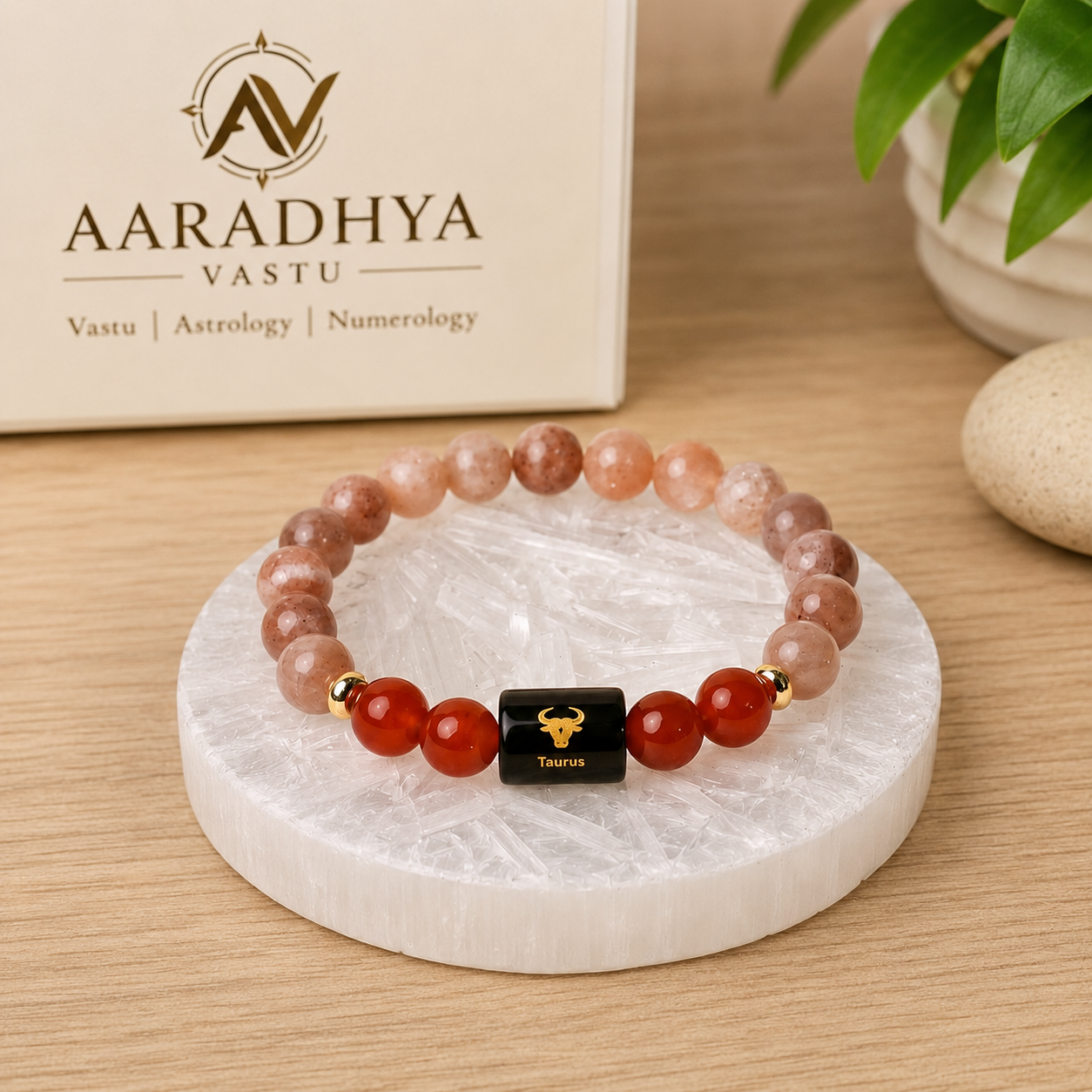 वृषभ राशी bracelet With Selenite plate free 
