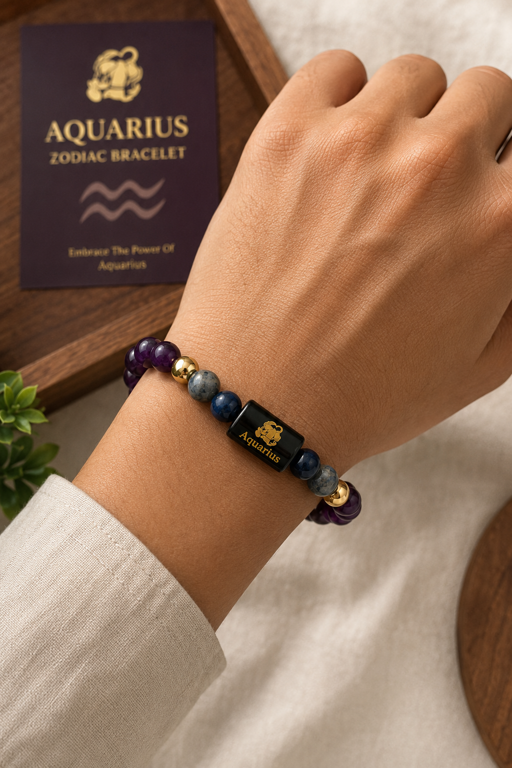 कुंभ राशी bracelet With Selenite plate free 